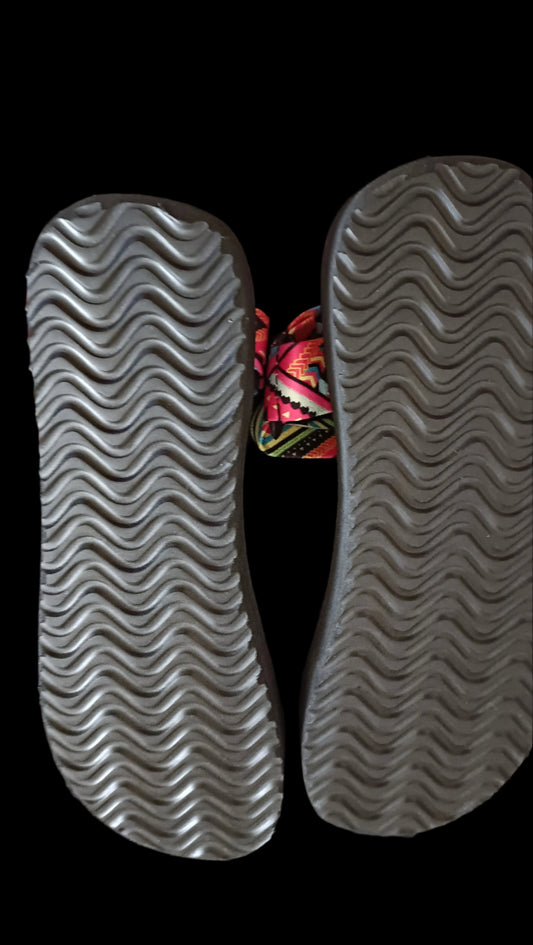 Multi Coloured T Bar Casual Sandals