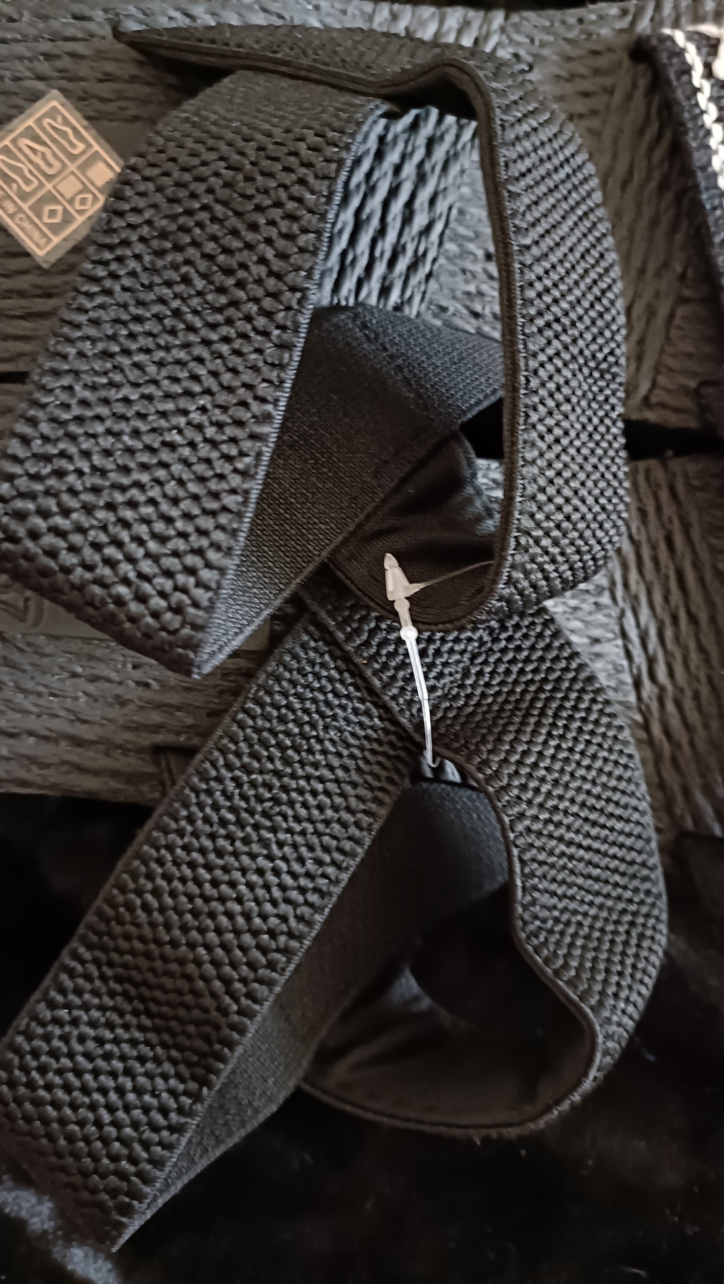 Black Casual Summer Sandals with Elasticated Straps and White Geometric Design