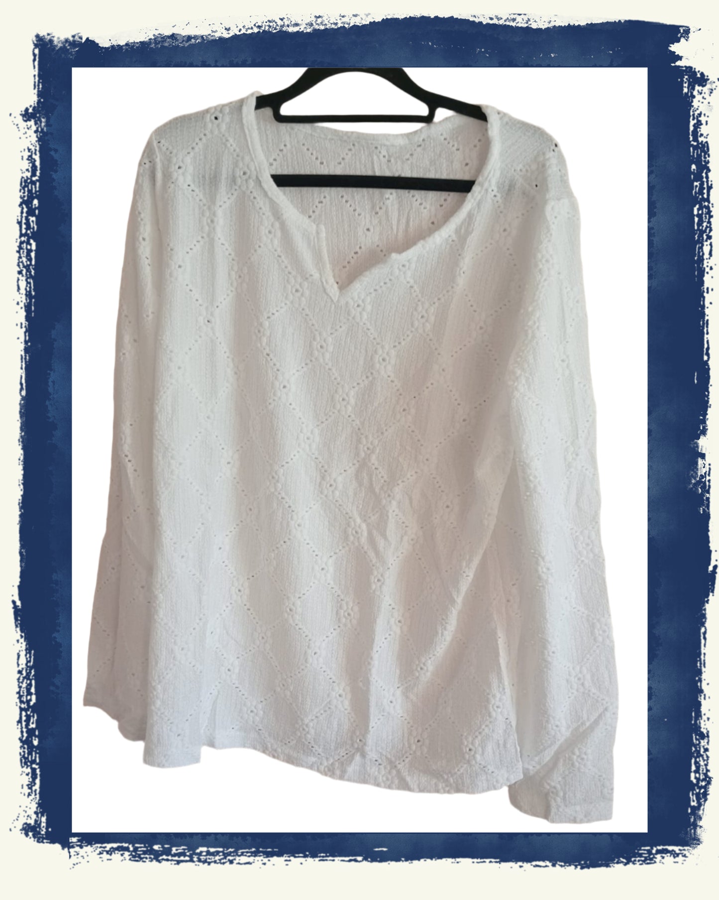 Off White Eyelet Embroidery Top