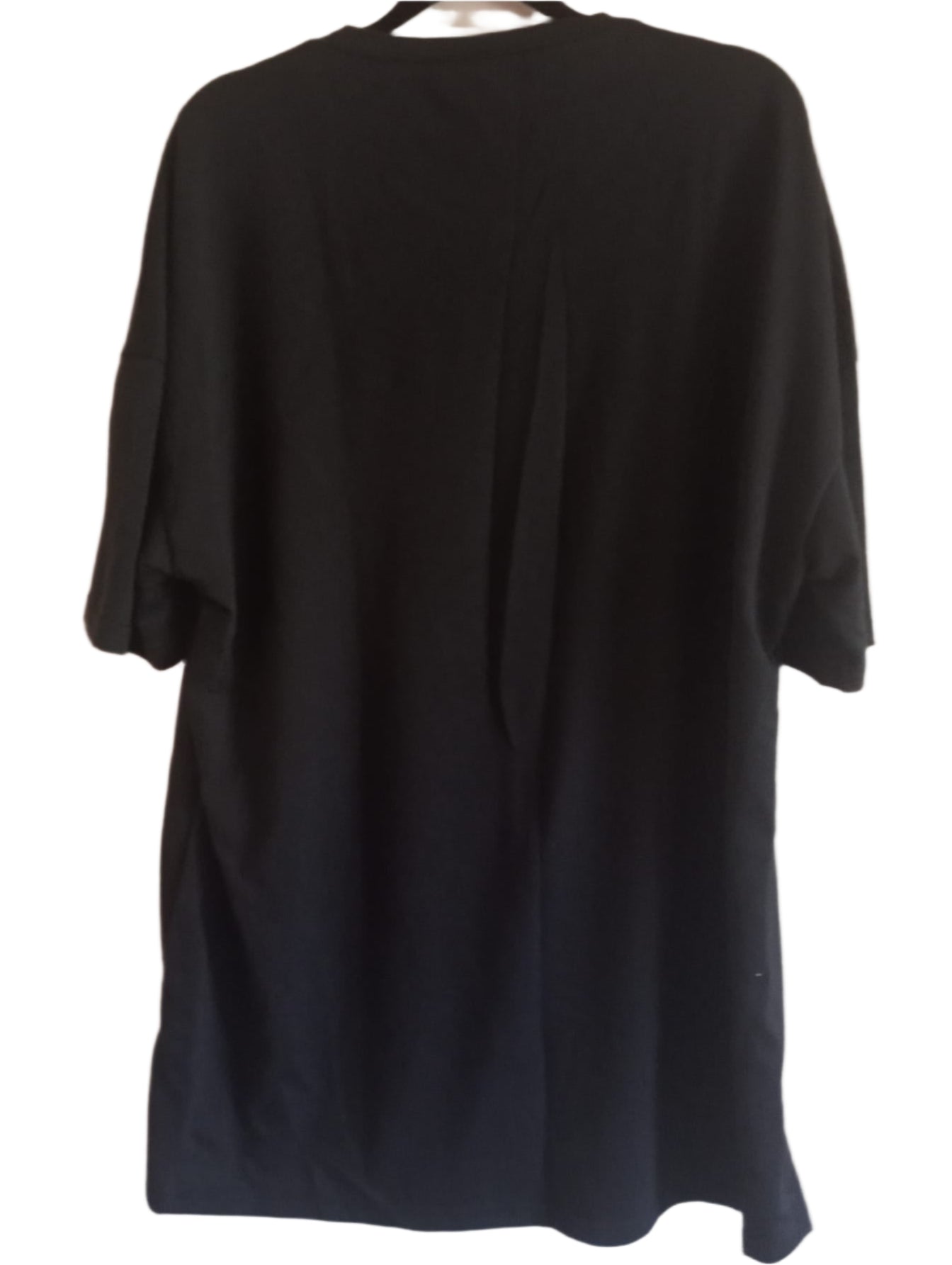 Black Short Sleeve T Shirt with Pink Star Print