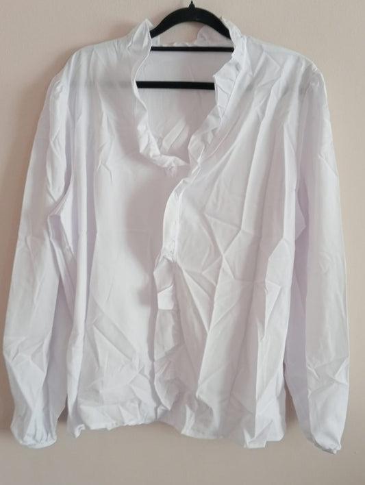 White Shirt/Blouse with Frill Collar