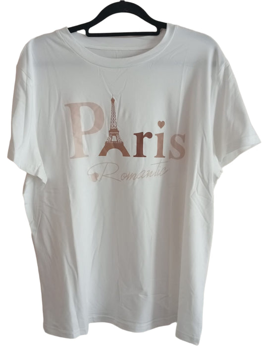 White T Shirt with Paris Motif
