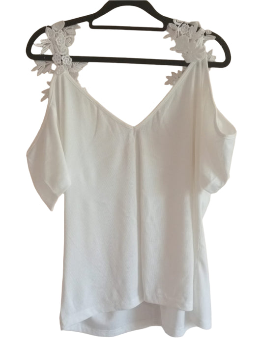 White Cold Shoulder Top with Lace Straps