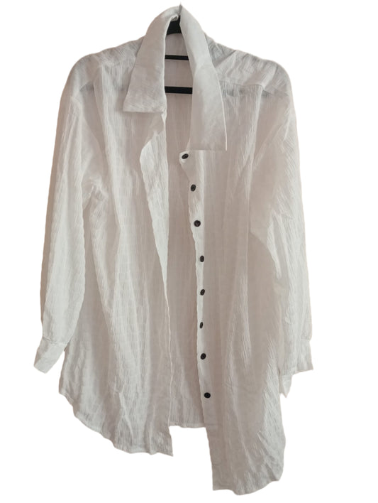 White Button Through Textured Shirt