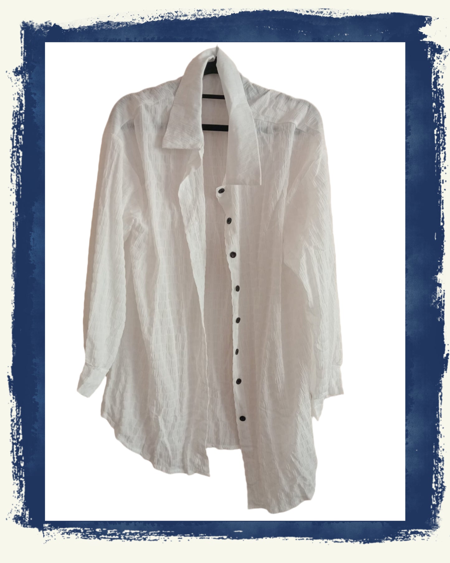 White Button Through Textured Shirt