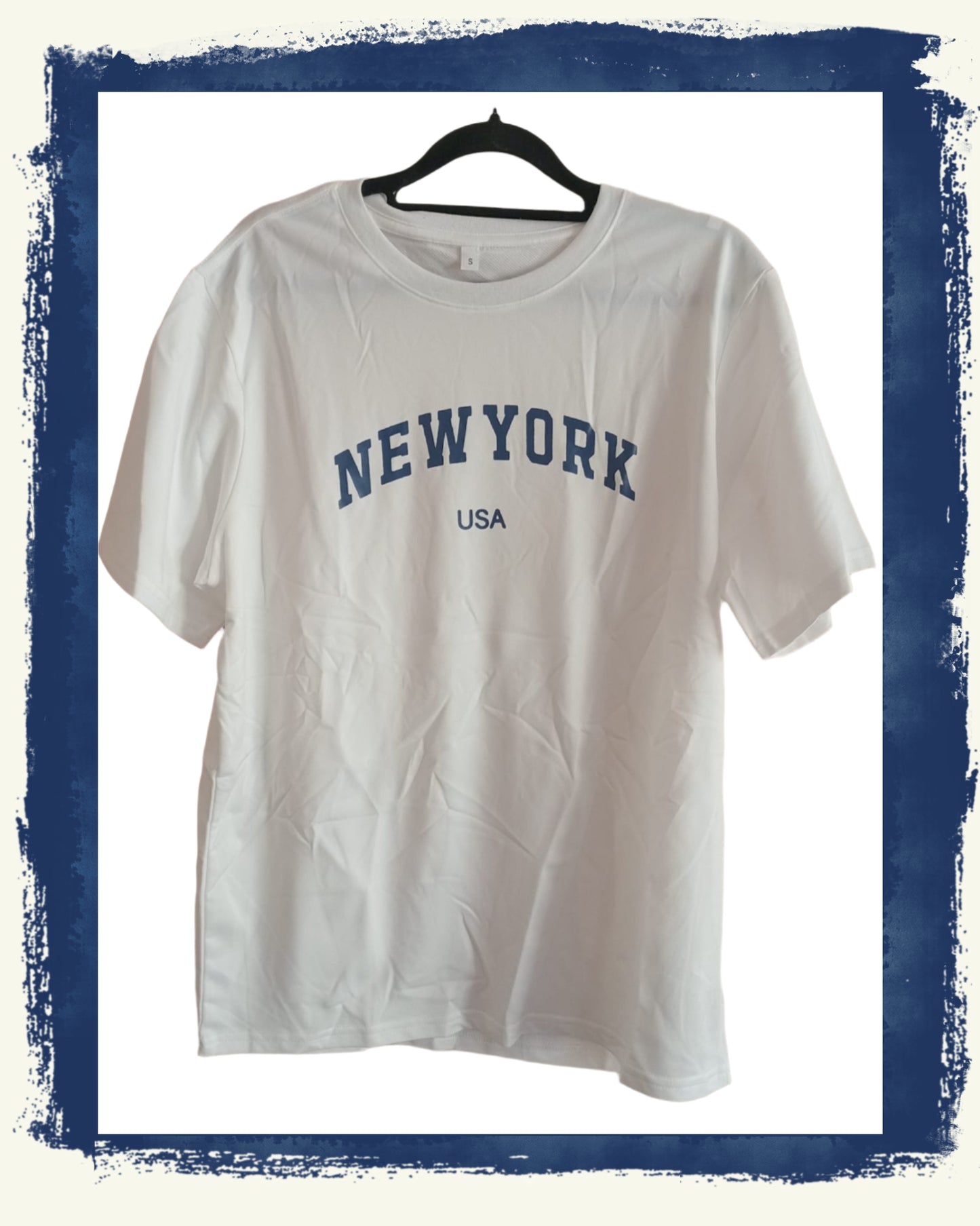 White Short Sleeve T-Shirt with New York Slogan
