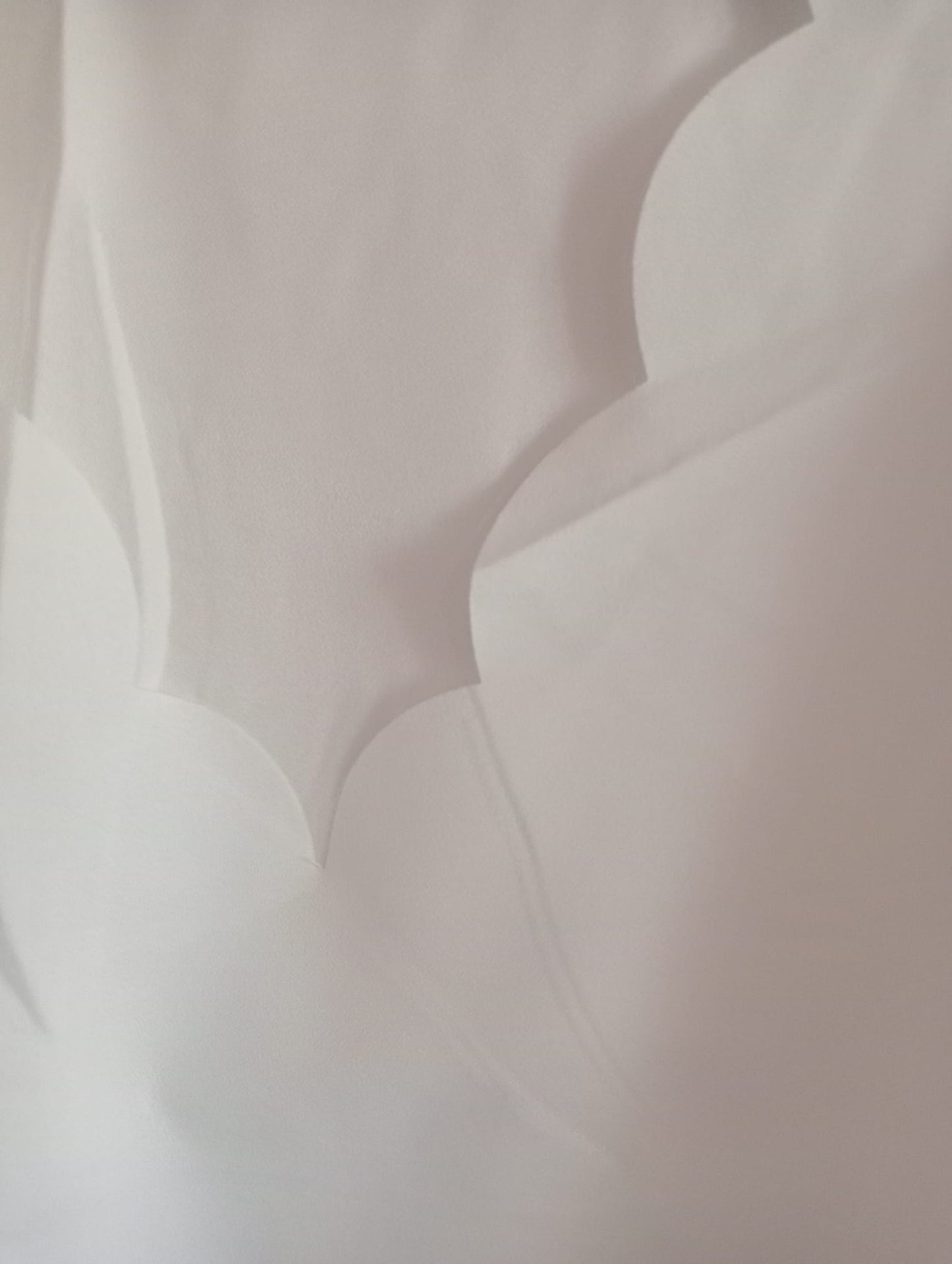 White Scalloped Neckline Blouse with Lace Sleeves