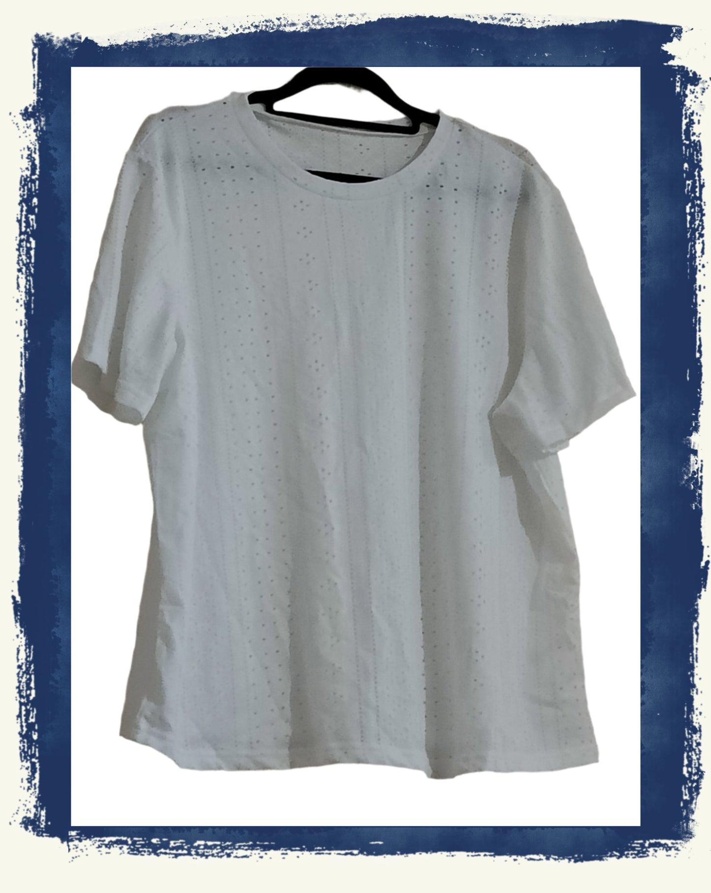 Cream Eyelet Embroidery T Shirt
