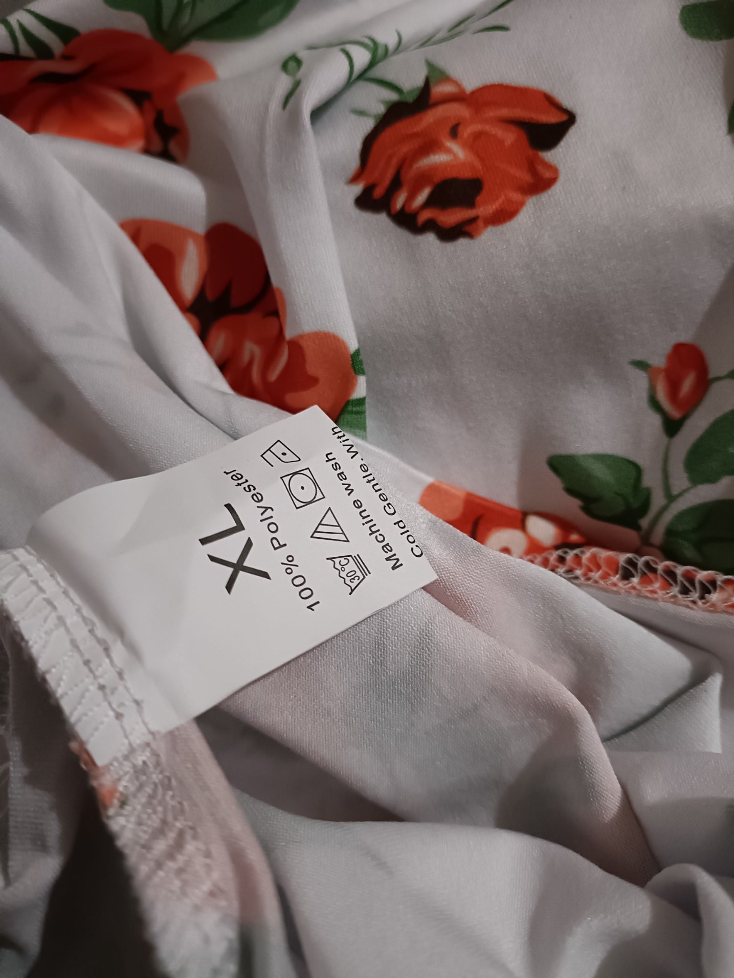 White T-Shirt with Orange Flower Print