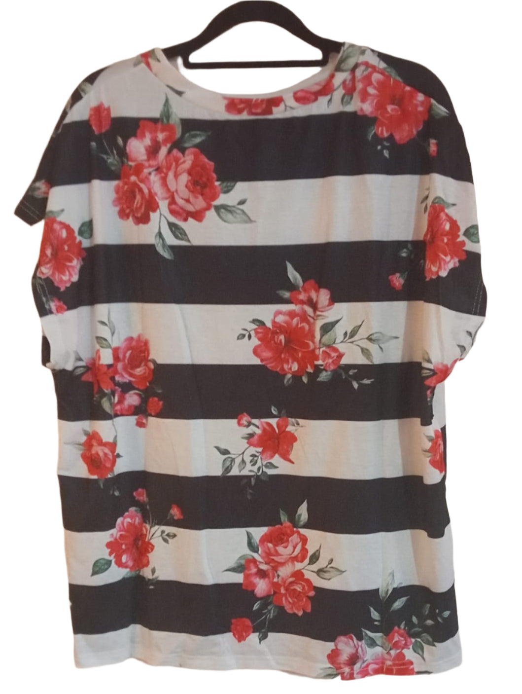 Striped T Shirt with Floral Print