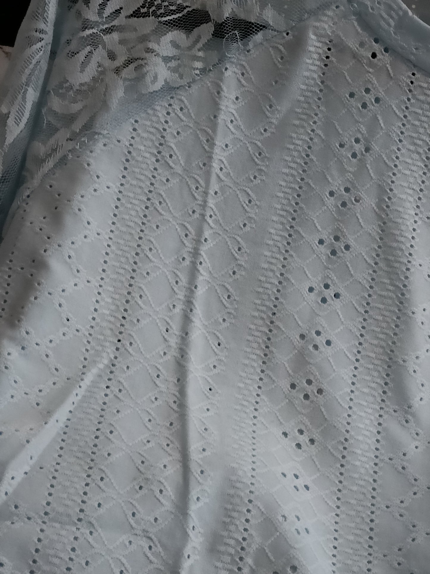 Blue Eyelet Embroidery Lace Raglan Sleeve T Shirt