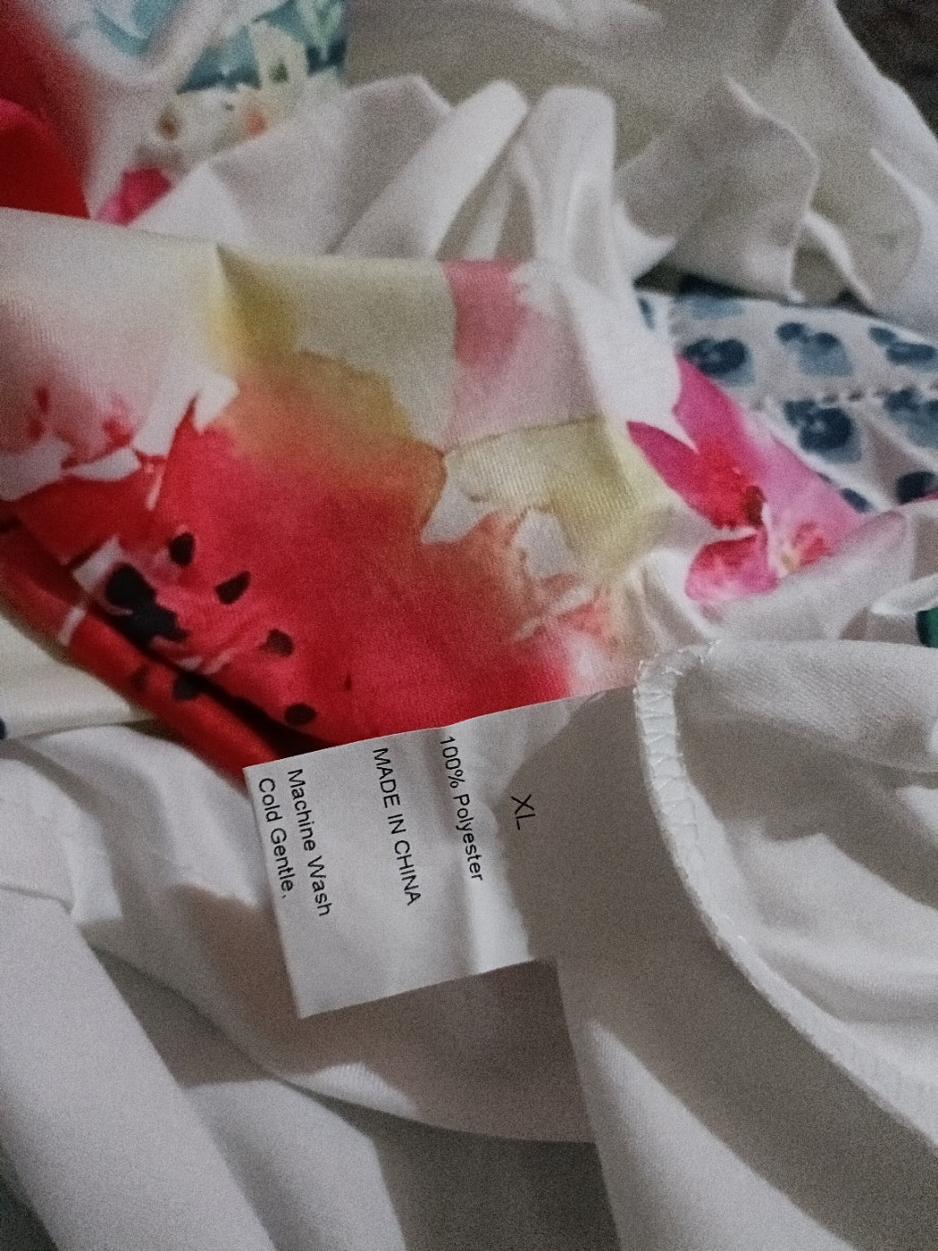 White Watercolour Floral Print T Shirt