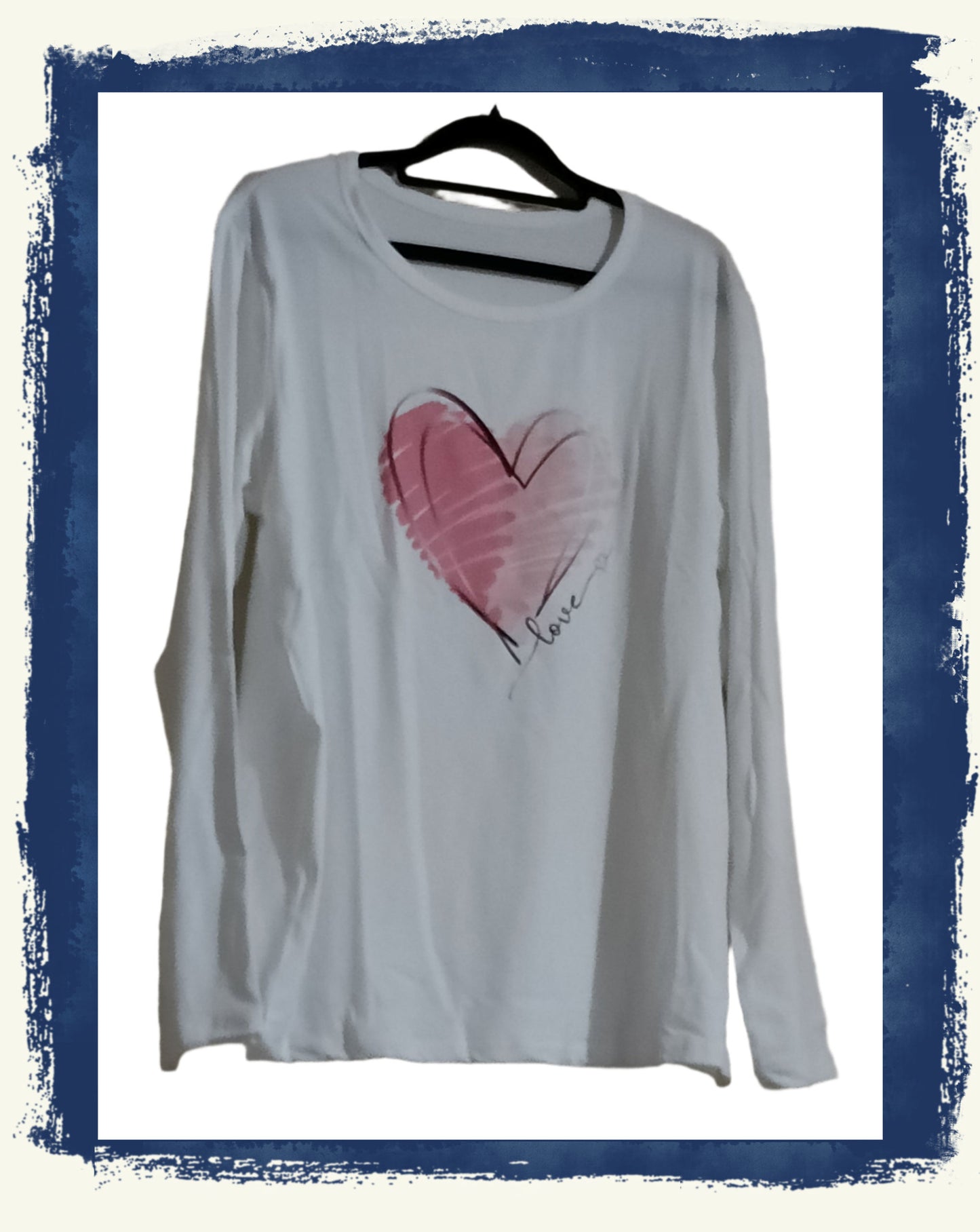 Long Sleeve Heart Print T Shirt