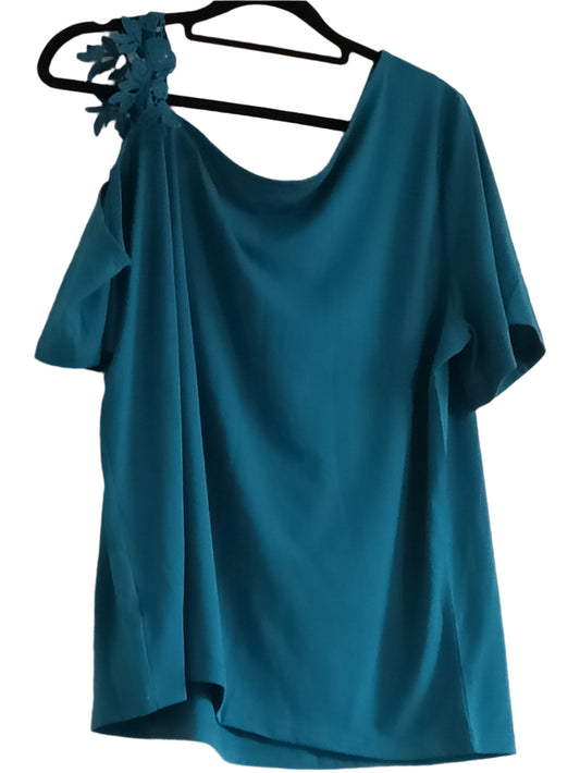 Jade Green Asymmetric Off the Shoulder Lace Strap Blouse/Top