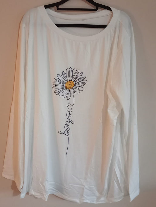 Long Sleeve Daisy Print T-Shirt