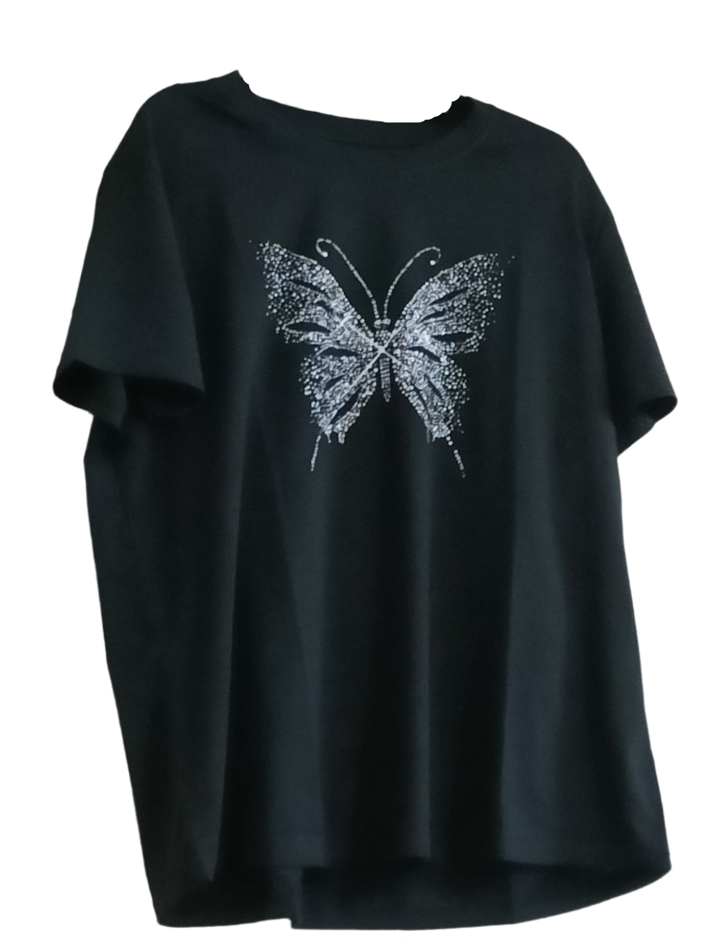 Black T-Shirt with Butterfly Print