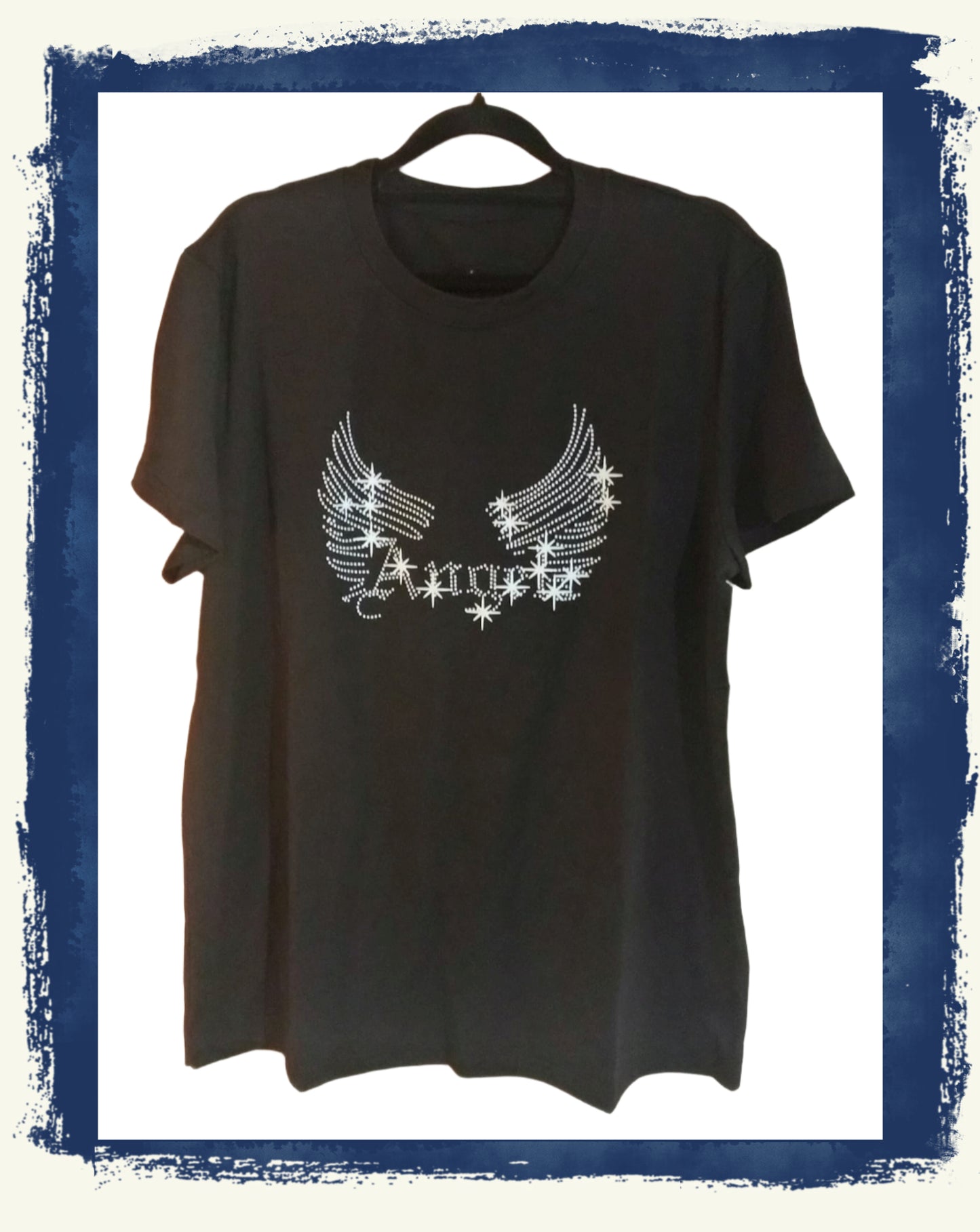 Black T-Shirt with Angel Wings Graphic
