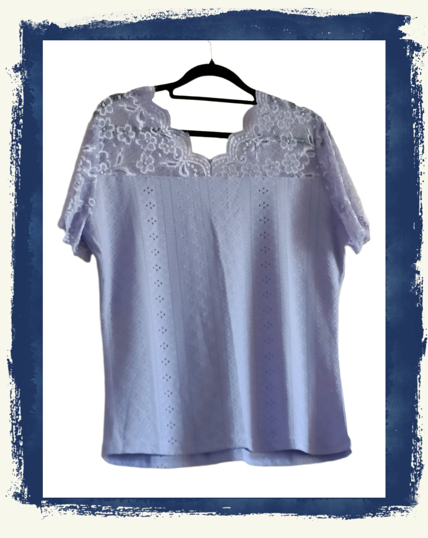Eyelet Embroidery Top with Lace Panel
