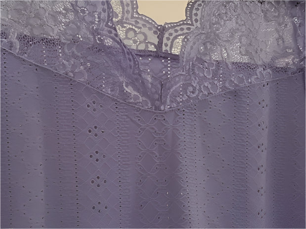Eyelet Embroidery Top with Lace Panel