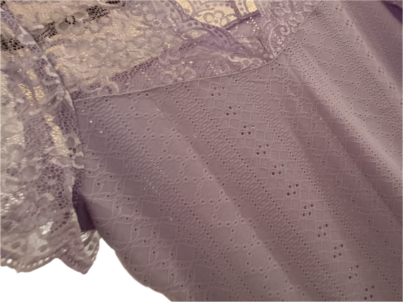Eyelet Embroidery Top with Lace Panel