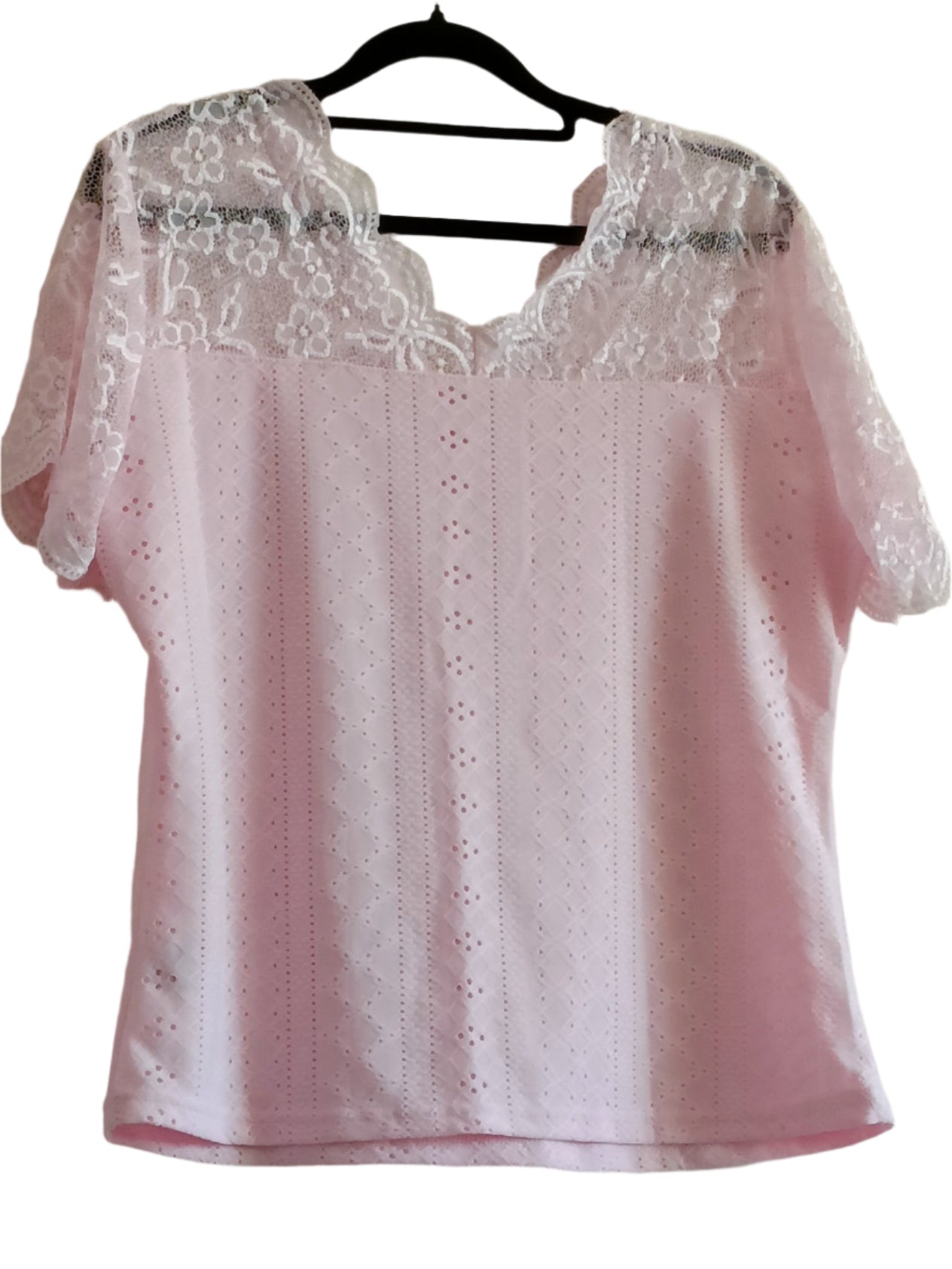 Eyelet Embroidery Top with Lace Panel