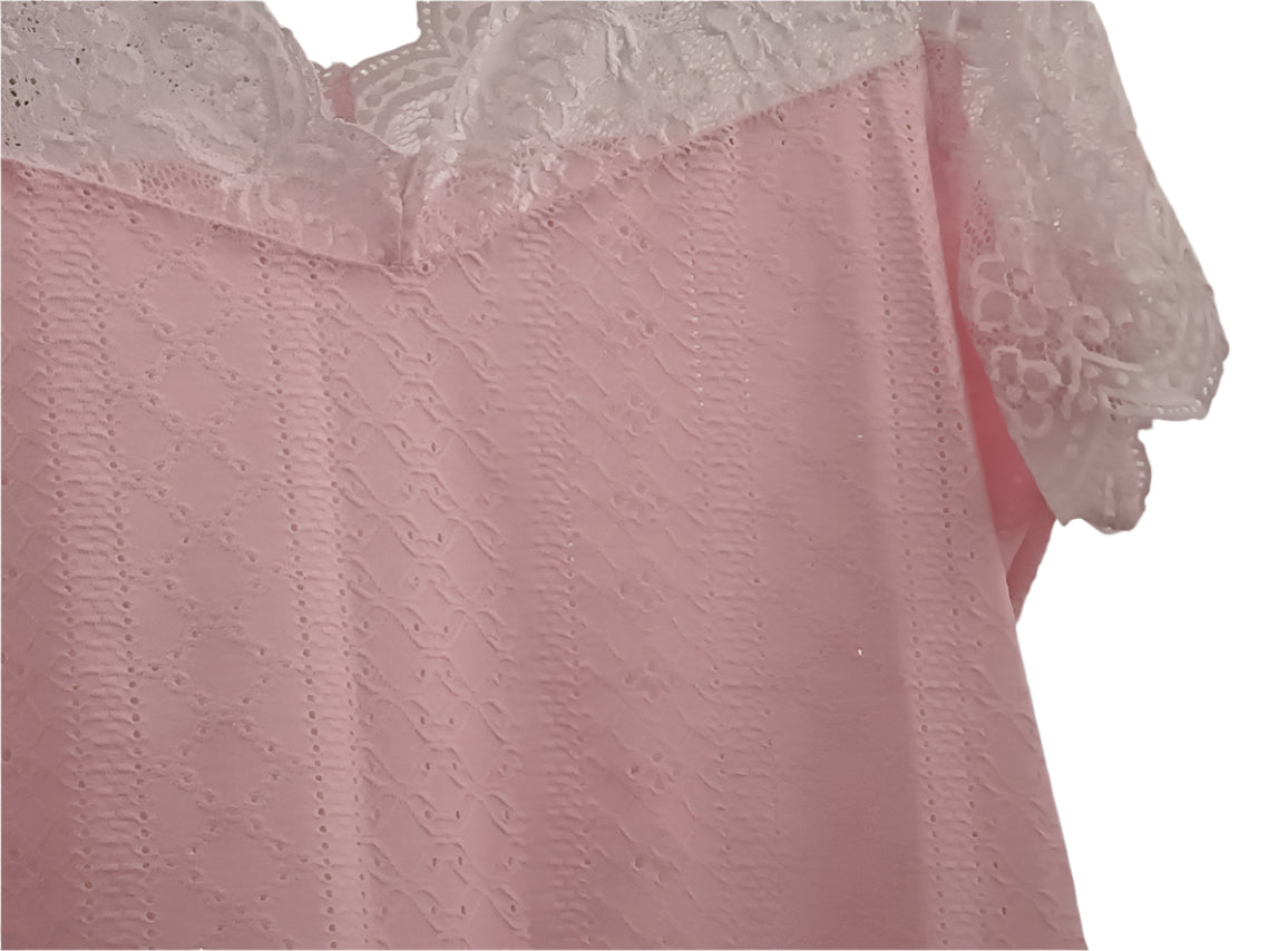 Eyelet Embroidery Top with Lace Panel