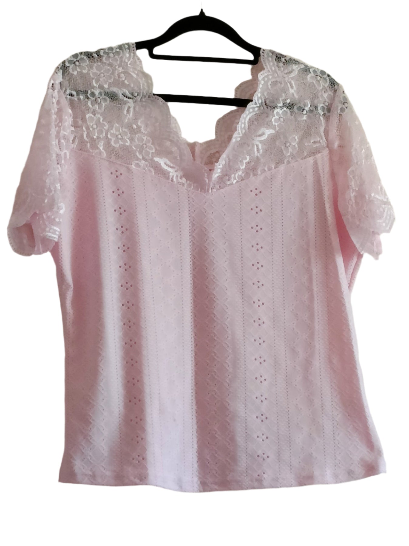 Eyelet Embroidery Top with Lace Panel