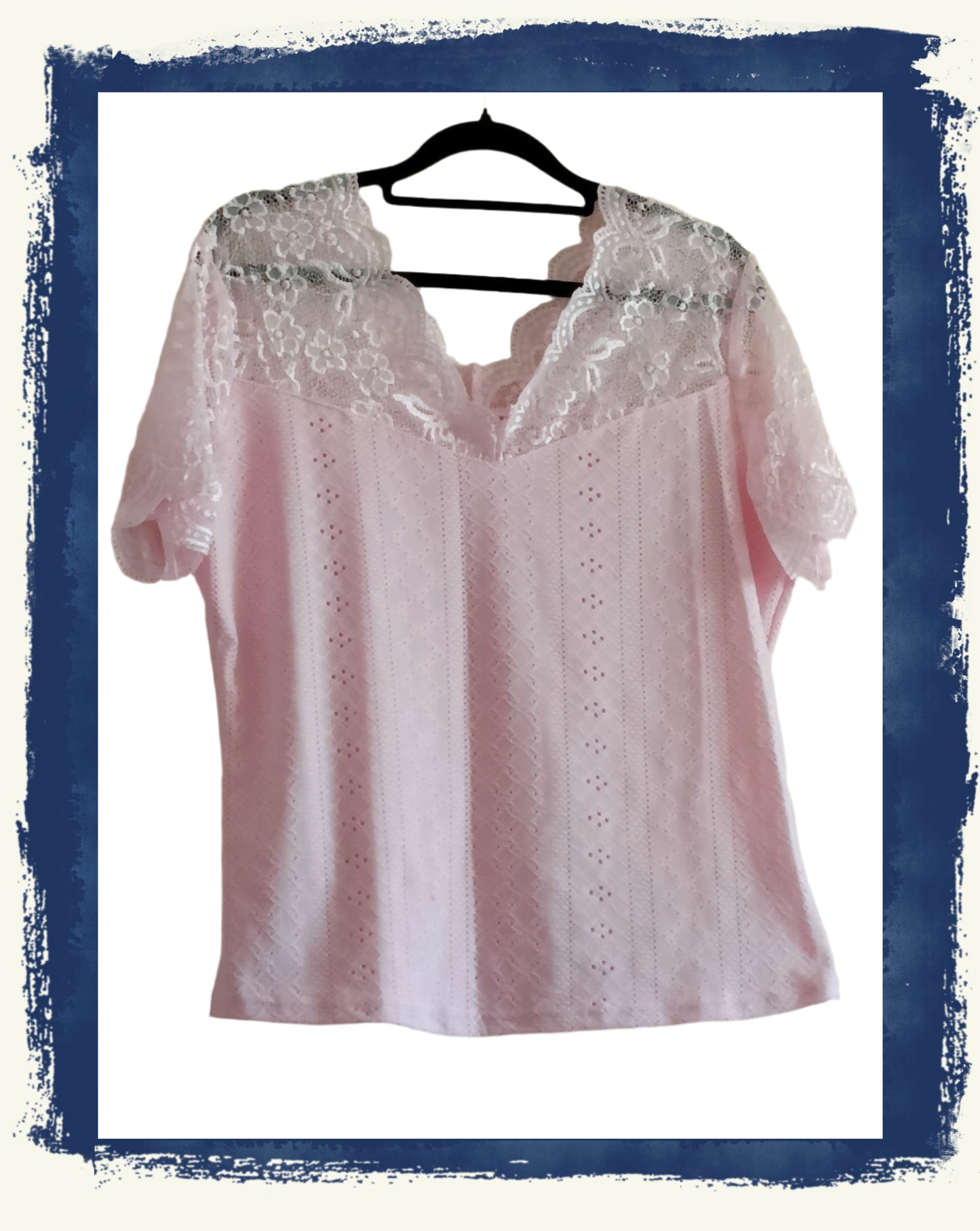 Eyelet Embroidery Top with Lace Panel