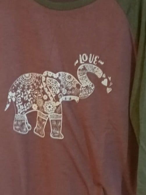 Elephant T-Shirt with Long Raglan Sleeves