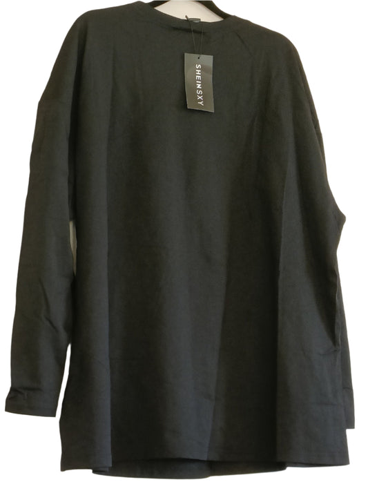 Black Long Sleeve Sequin Panel Top