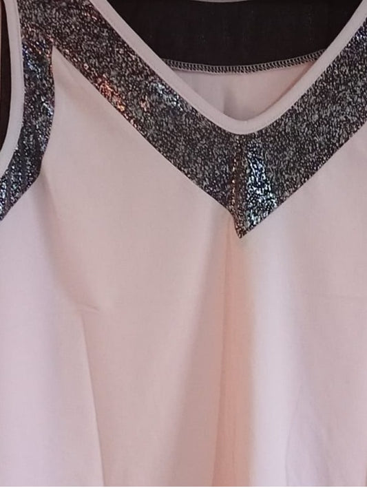 Sleeveless Top with Sparkle Trim
