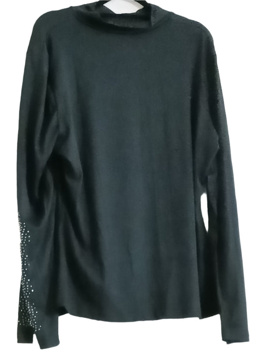Long Sleeve Black Top with Sparkle Detail on Front and Sleeves