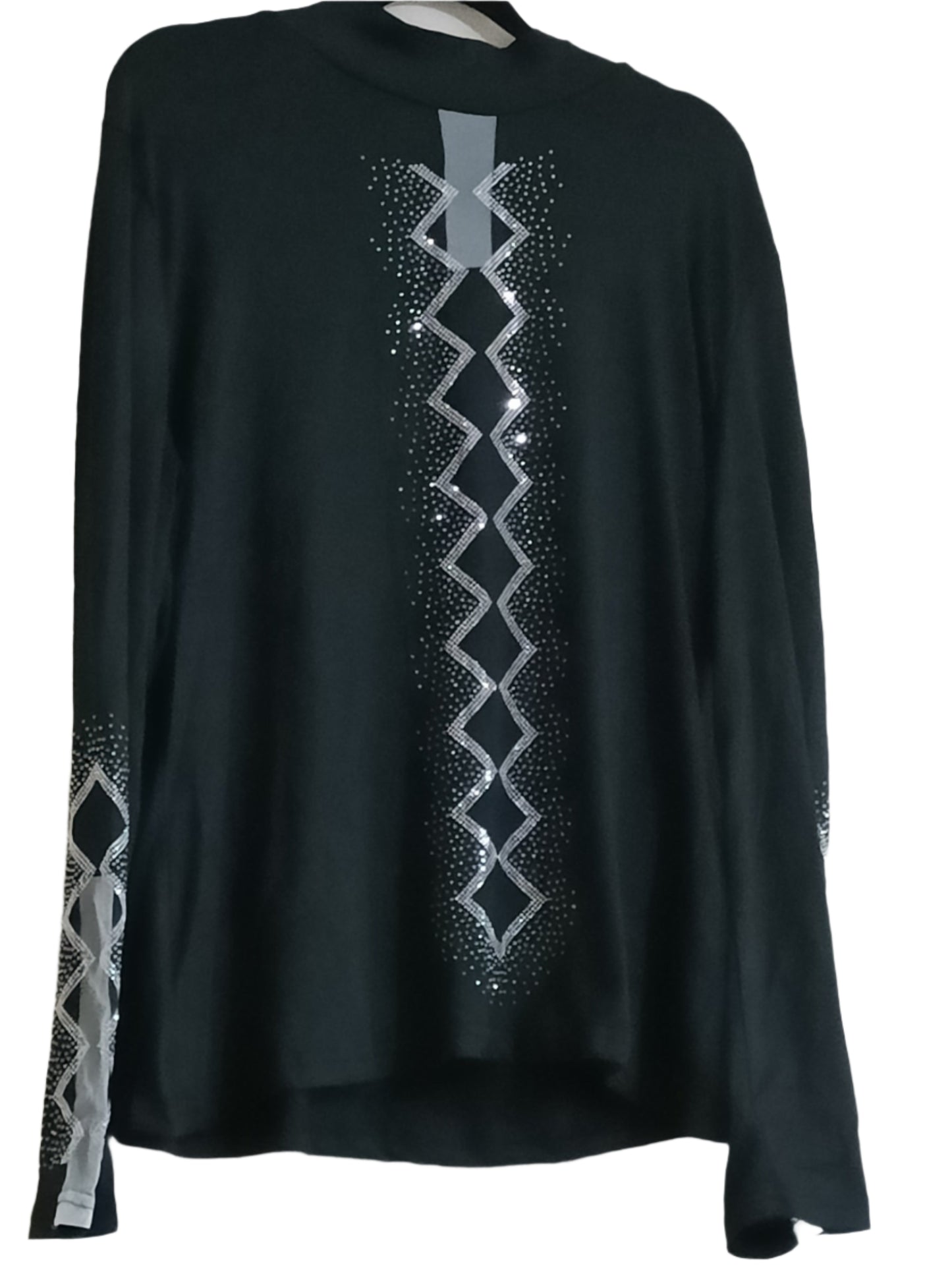 Long Sleeve Black Top with Sparkle Detail on Front and Sleeves