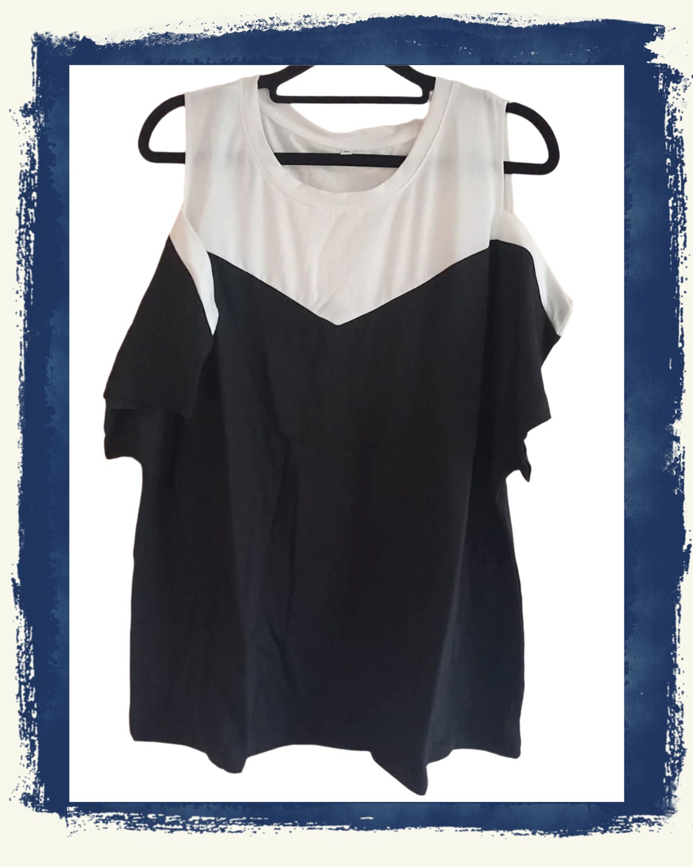 Black and White Cold Shoulder Top