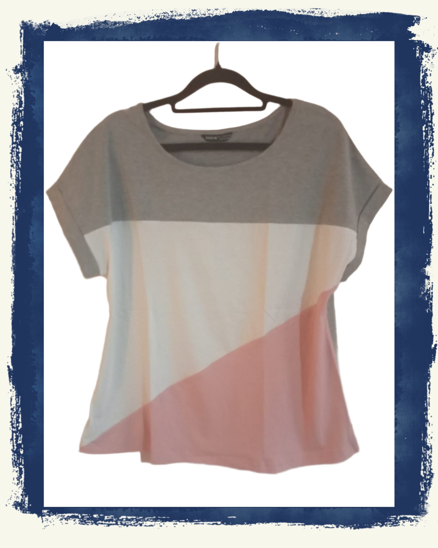 Multi Colour Block T Shirt with Drop Turnover Sleeves