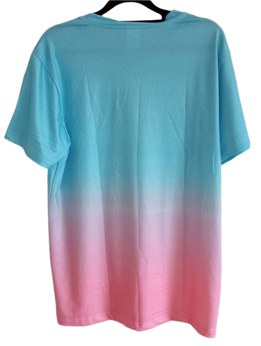 Blue/Pink Ombre T Shirt with Palm Tree Detail