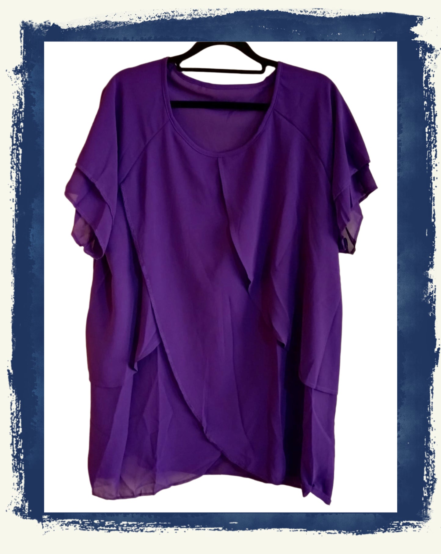 Purple Short Sleeve Layered Blouse
