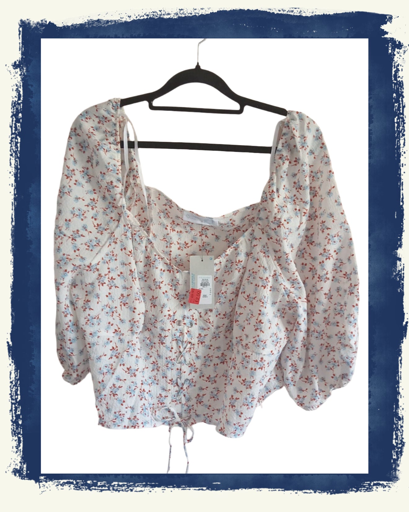 Floral Crop Top with Criss Cross Tie Detail