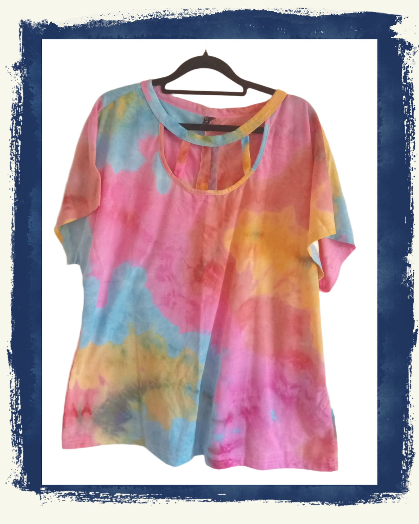 Tie Dye T Shirt with Cut Out Front Detail