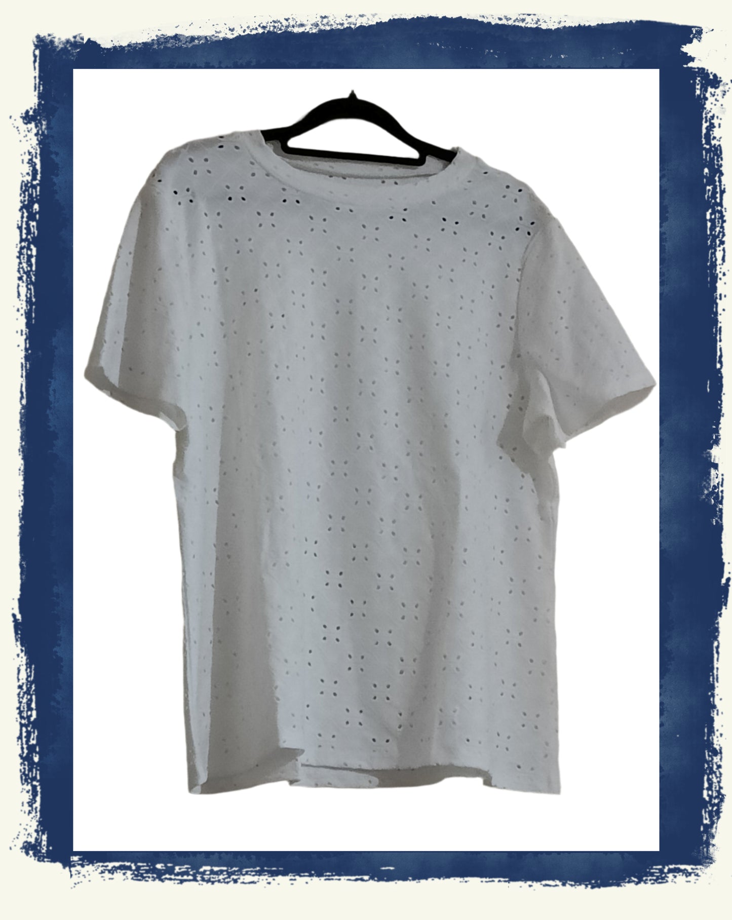 Short Sleeve Eyelet Embroidery T Shirt