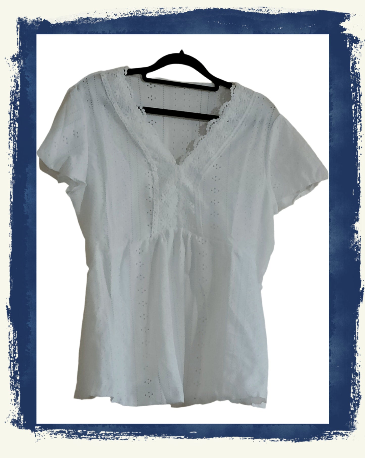 Lace Trim V Neck Top