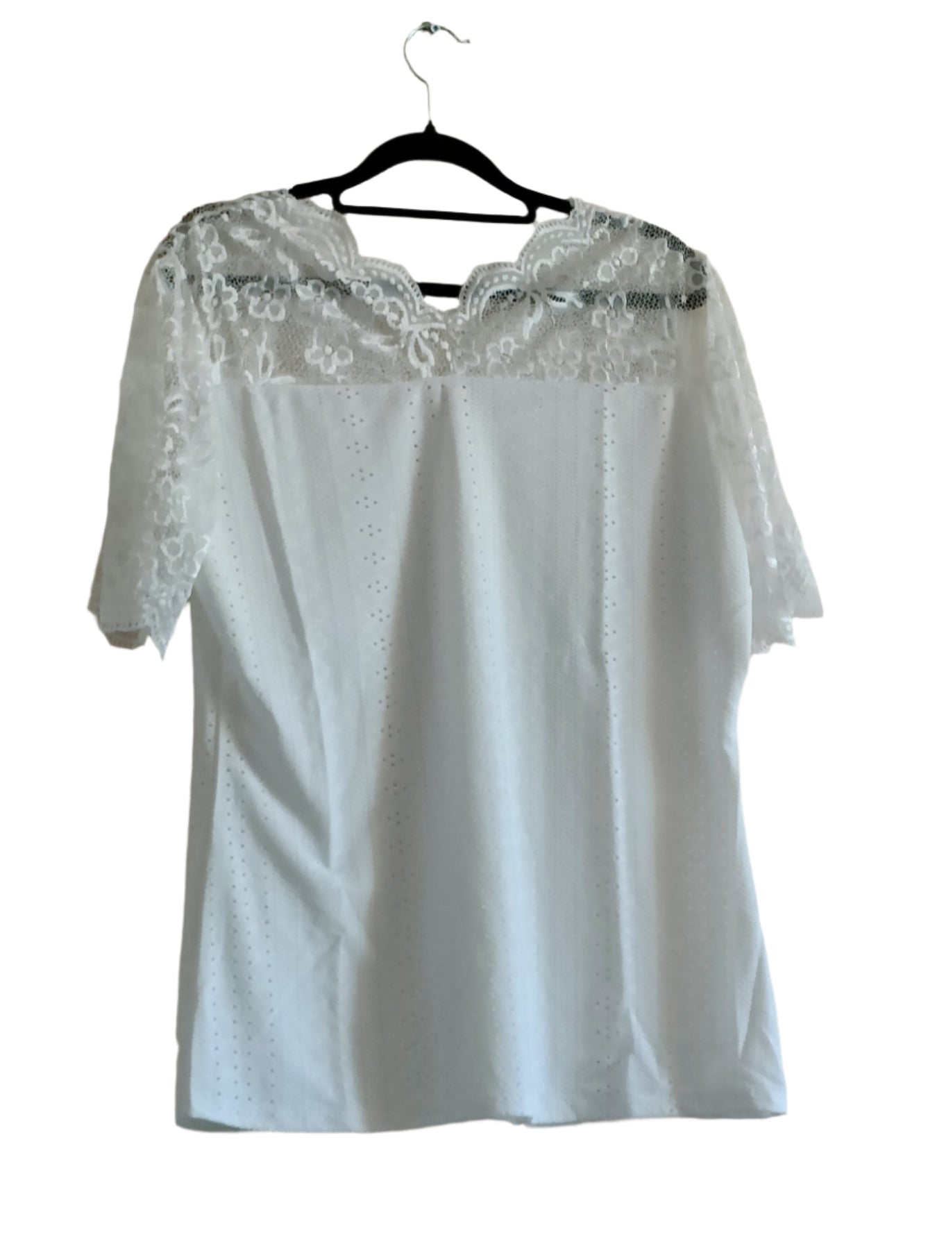 Eyelet Embroidery Top with Lace Panel