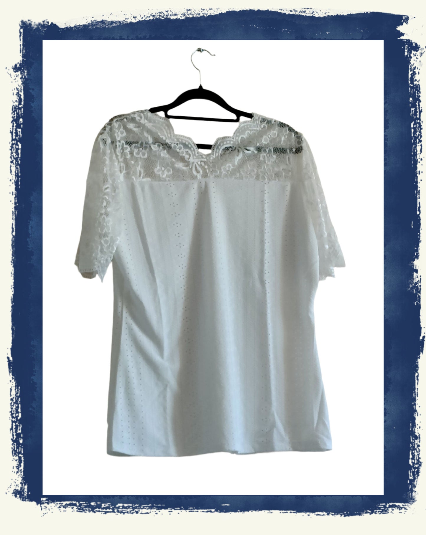 Eyelet Embroidery Top with Lace Panel