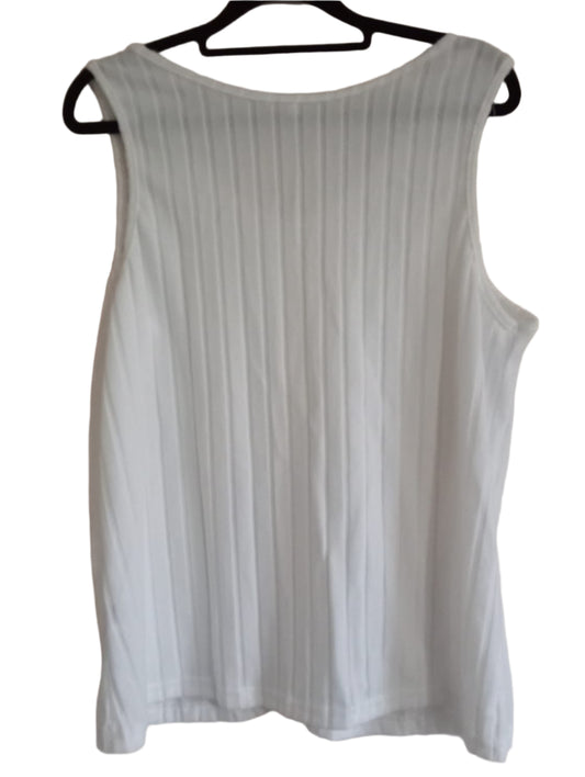 Wide Ribbed Vest Top with Button Front Detail