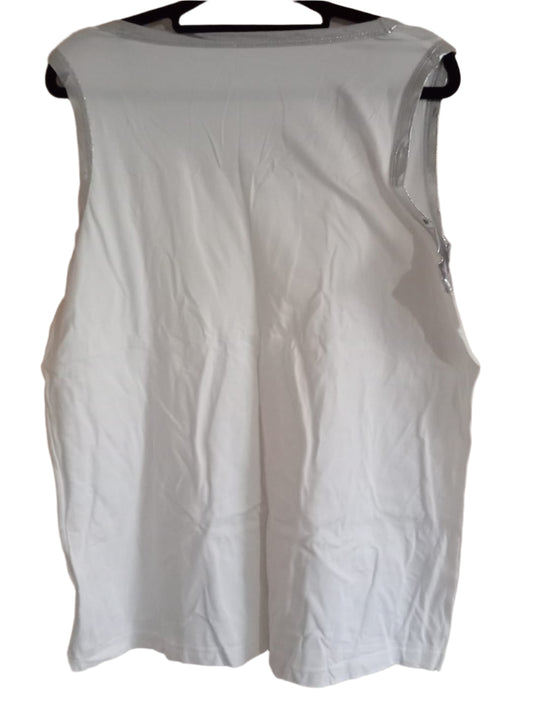 White Vest Top with Silver Trim