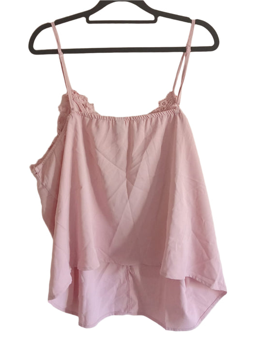 Pink Button Front and Lace Trimmed Camisole