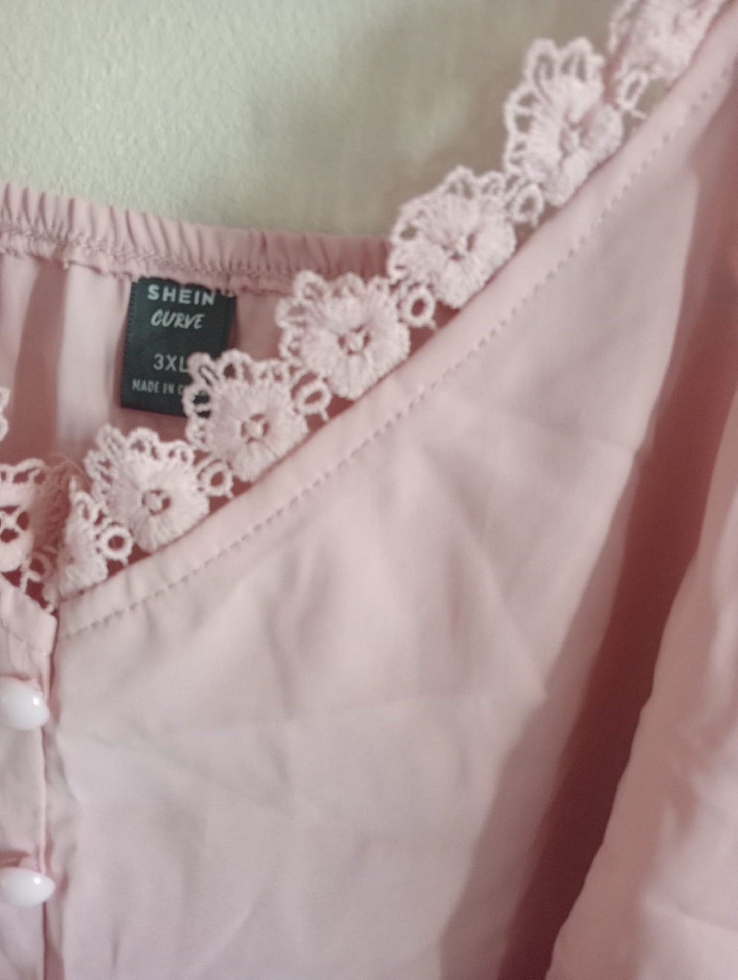 Pink Button Front and Lace Trimmed Camisole