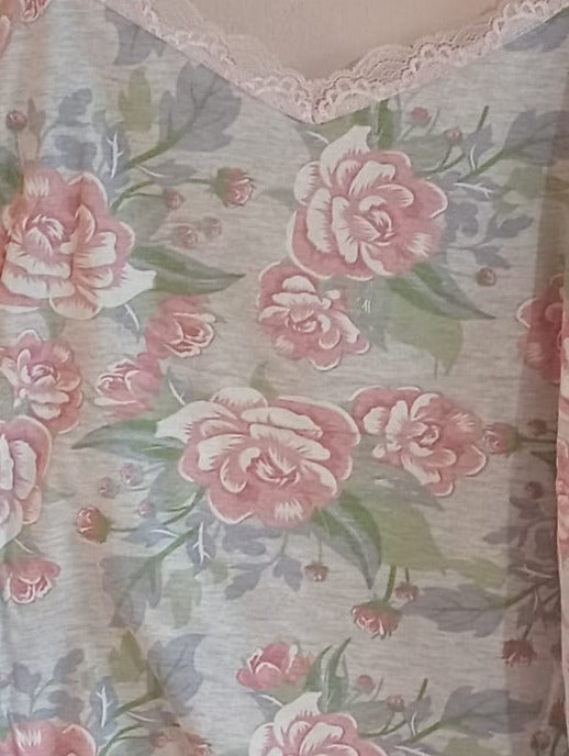 Floral Vest Top with Lace Trim