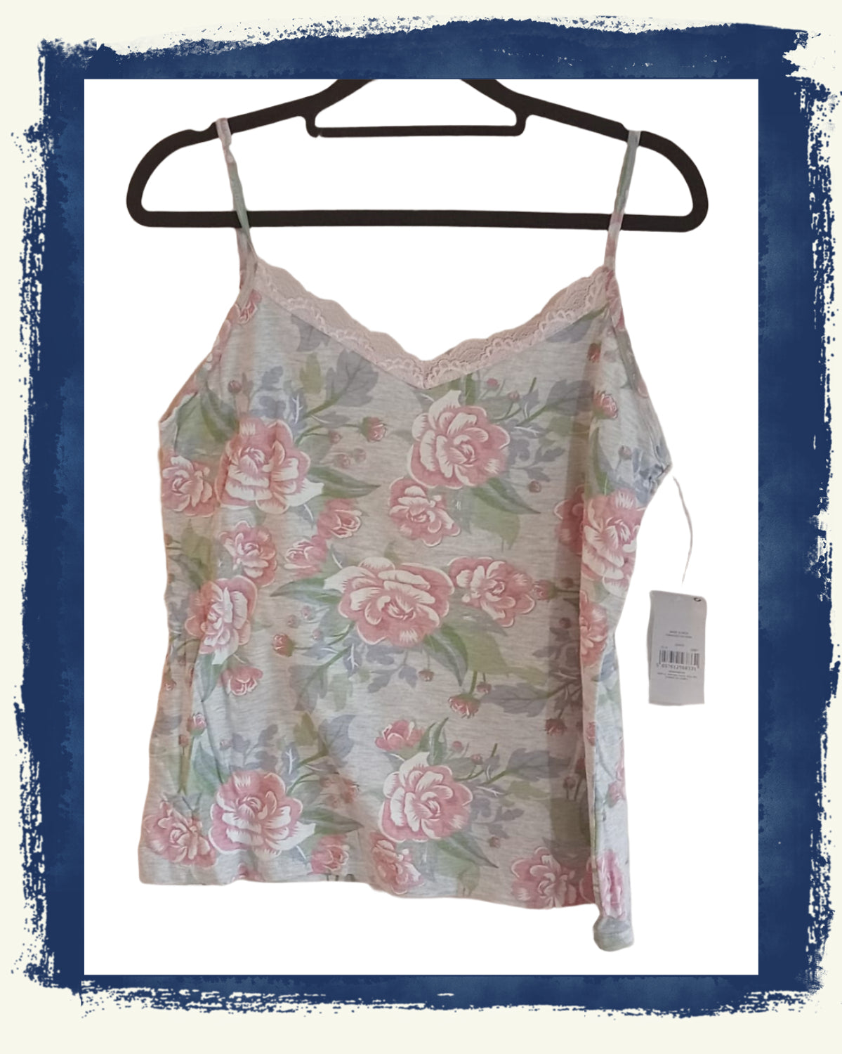 Floral Vest Top with Lace Trim
