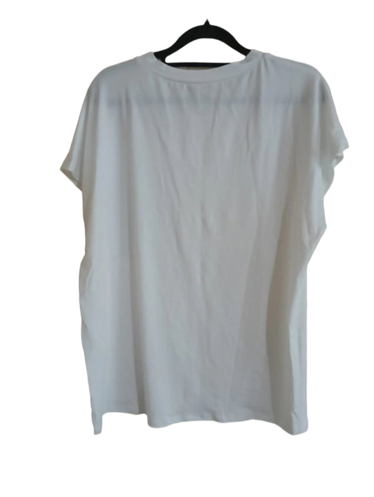 White T-Shirt with Multi Coloured Sequin Pocket Detail